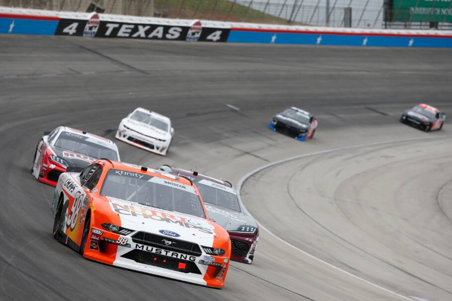 But a late caution bunched the field up and he ended up fourth to lead the Mustang effort. But a late caution bunched the field up and he ended up fourth to lead the Mustang effort.